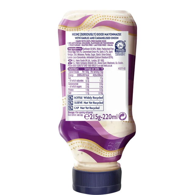 Heinz Garlic & Caramelised Onion Mayonnaise 220ml