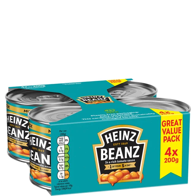 Heinz Baked Beans in Tomato Sauce 4 x 200g