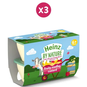 Heinz Fruity Medley Custard Baby Food Dessert Pots 6+ Months 12 x 100g