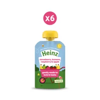 Heinz Strawberry, Banana, Raspberry & Apple Baby Food Puree Pouch 6+ Months Pack of 6 x 100g - undefined undefined