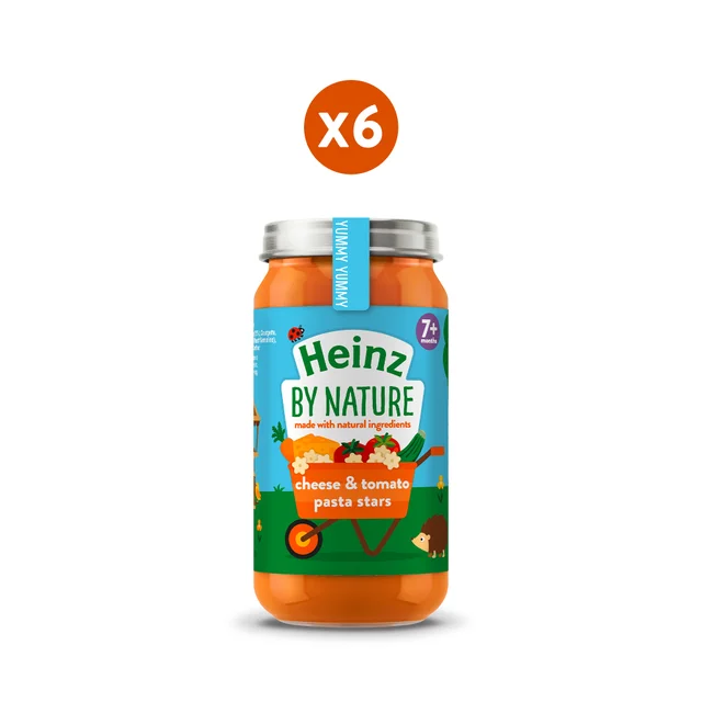 Heinz Cheese and Tomato Pasta Stars Baby Food Jar 7+ months Pack of 6 x 200g
