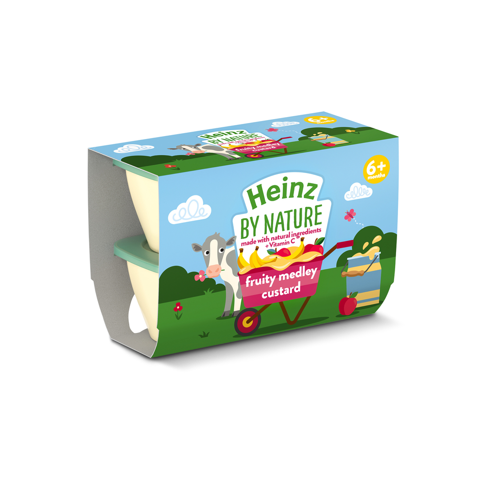 Heinz Fruity Medley Custard Baby Food Dessert Pots 6+ Months 4x100g Image 1