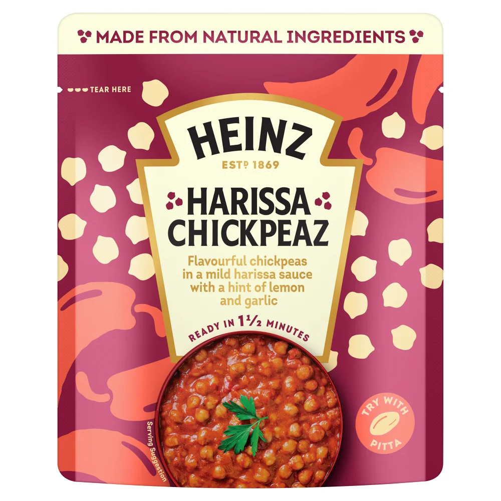 Heinz Harissa Chickpeas with Peppers and Tomatoes Pouch 250g Image 1